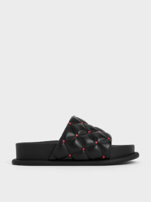 CHARLES & KEITH - Dahlia Padded Quilted Heart-Print Sandals