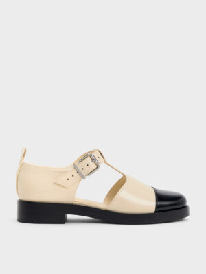 CHARLES & KEITH - Charly Two-Tone T-Bar Buckled Sandals