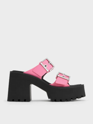 CHARLES & KEITH - Trill Grommet Double-Strap Platform Mules