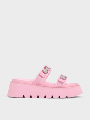 CHARLES & KEITH - Laine Metallic-Buckle Flatform Sandals