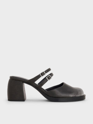 Charles & Keith - Double-Strap Platform Mules