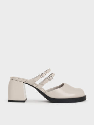 Charles & Keith - Double-Strap Platform Mules