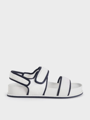 CHARLES & KEITH - Mesh Contrast-Trim Double-Strap Slingback Sandals