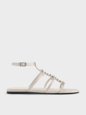 CHARLES & KEITH - Gem-Embellished Bow T-Bar Sandals