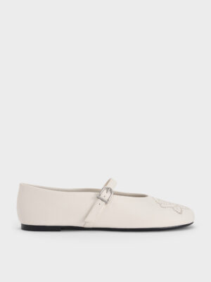 CHARLES & KEITH - Perforated Rose High-Vamp Mary Janes