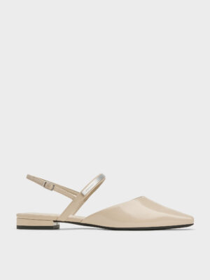 Charles & Keith - Patent Metallic-Bar Slingback Flats