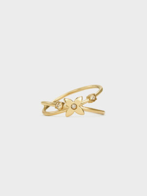 Charles & Keith - Felicity Flower-Crystal Crossover Ring