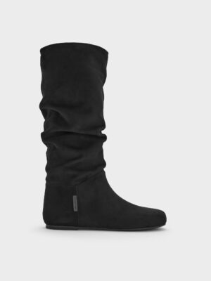 Charles & Keith - Faux Suede Ruched Knee-High Boots