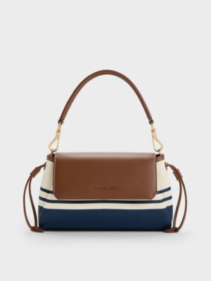 Charles & Keith - Hanya Canvas Striped Top Handle Bag