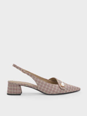 Charles & Keith - Marie Checkered Pearl Slingback Pumps