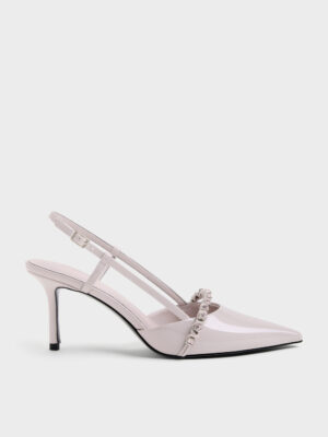 Charles & Keith - Patent Crystal Slingback Pumps