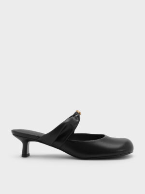 Charles & Keith - Metallic-Accent Twisted-Strap Heeled Mules