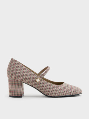 Charles & Keith - Marie Checkered Pearl Mary Jane Pumps