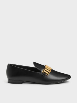 Charles & Keith - Metallic-Accent Loafers