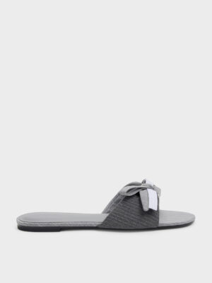 Charles & Keith - Striped Bow Slide Sandals