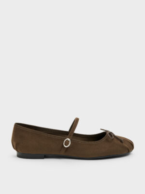 Charles & Keith - Emiko Faux Suede Bow Mary Jane Flats