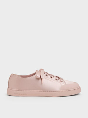 Charles & Keith - Satin Lace-Up Sneakers
