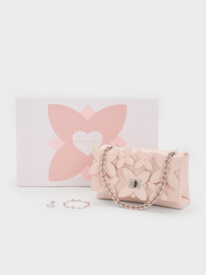 Charles & Keith - Gift Set: Flower Chain Shoulder Bag With Jewellery Set