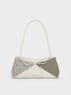 Charles & Keith - Hazel Heart-Print Bow Panelled Shoulder Bag