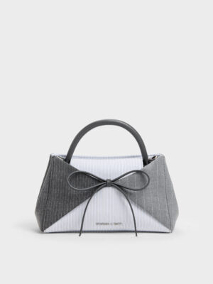 Charles & Keith - Hazel Striped Bow Panelled Top Handle Bag