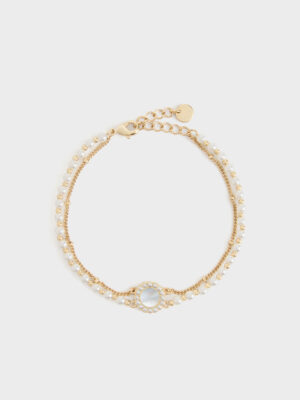 Charles & Keith - Pearl & Gemstone Double-Chain Bracelet