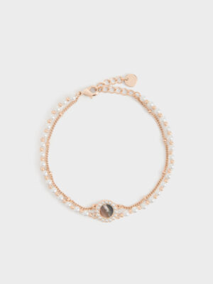 Charles & Keith - Pearl & Gemstone Double-Chain Bracelet