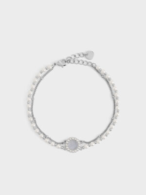 Charles & Keith - Pearl & Gemstone Double-Chain Bracelet