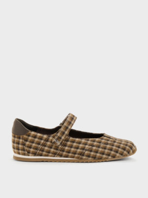 Charles & Keith - Jace Leather Checkered Mary Jane Sneakers