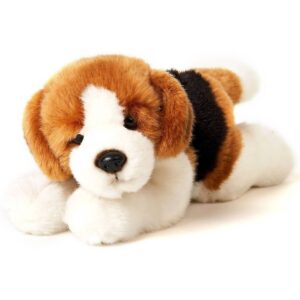 Uni Toys L72162A-BG Beagle Tricolour Puppy 24cm Lying Dog Soft Plush Toy