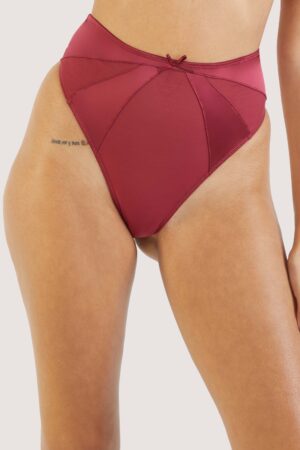 Etta Red Mesh And Satin High Waist Thong | UK 20 | Bettie Page Lingerie