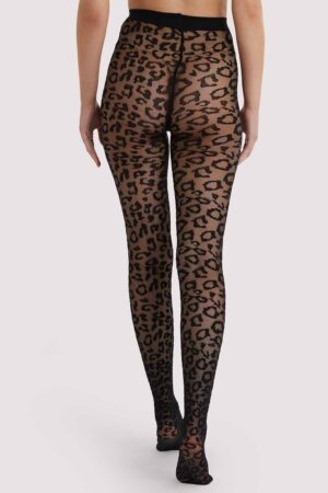 Leopard Knit Tights - Black | UK 20-22 | Bettie Page Lingerie