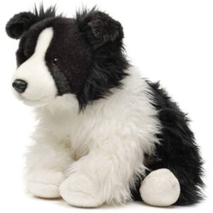 Uni Toys D21535 Border Collie Black and White 26cm Sitting Fluffy Dog Plush Toy