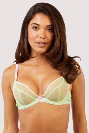 Grace Green Supportive Plunge Mesh Bra | UK 32D | Deja Day