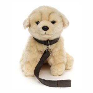 Uni Toys L42226RA2-GR Golden Retriever Puppy with Leash 18cm Sitting Dog Plush