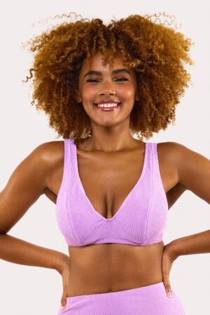 D+ Swimwear Mila Lilac Scrunch Hidden-Underwire Bikini Top | UK 38G | Peek & Beau