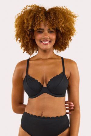 D+ Swimwear Sophia Mix & Match Black Scallop Underwire Bikini | UK 38DD | Peek & Beau