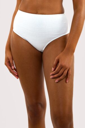 D+ Swimwear Zoe Mix & Match White Floral Texture High Waisted Bikini Bottom | UK 14 | Peek & Beau