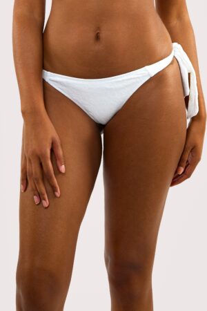 D+ Swimwear Zoe White Floral Texture Tie Side Bikini Bottom | UK 18 | Peek & Beau