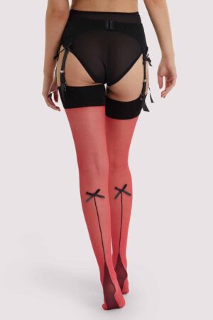 Bow Back Seamed Stockings Red | UK 20-22 | Playful Promises