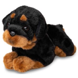 Uni Toys 32233A-RW Rottweiler Black and Brown 33cm Lying Dog Plush Toy
