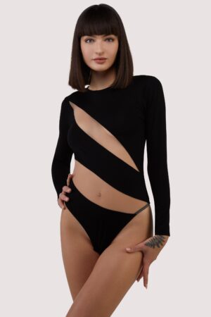Jasi Sheer Panelled Thong Body | UK 16 | Wolf & Whistle
