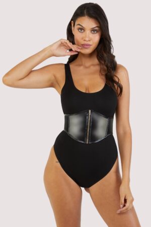 Melody Jersey Body With Pu Panel | UK 22 | Wolf & Whistle