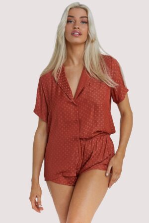 Rust Spot Satin Pyjama Set | UK 26 | Wolf & Whistle