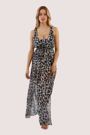 Wolf & Whistle Cross Back Maxi Beach Dress White Giraffe | UK Xs (8) | Wolf & Whistle