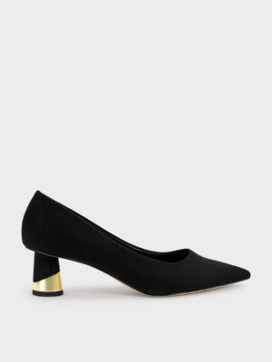 CHARLES & KEITH - Cammie Faux Suede Metallic-Heel Pumps