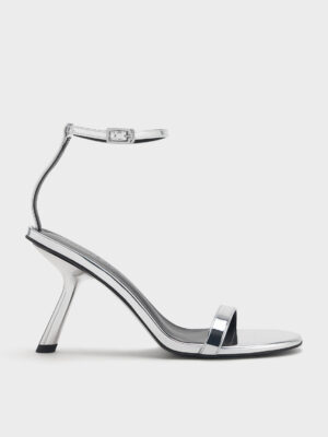 CHARLES & KEITH - Metallic Slant-Heel Ankle-Strap Sandals