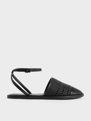 CHARLES & KEITH - Woven Ankle-Strap Flats