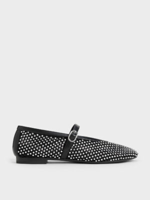 CHARLES & KEITH - Maggie Mesh Crystal Mary Janes