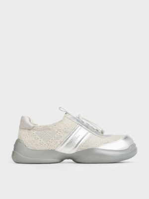 CHARLES & KEITH - Casey Metallic & Lace Chunky Sneakers