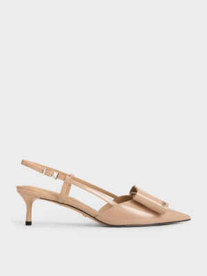 CHARLES & KEITH - Lu Patent Leather Bow Slingback Pumps